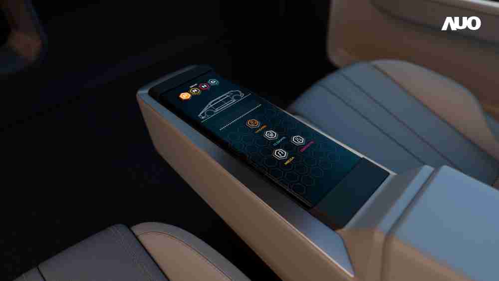 MG电玩以人性化设计打造多变形态中控显示(Morphing Center Control)，，不使用时仅平面显示信息，，进行操作时，，，显示器则会动态隆起，，转变成3D实体按钮，，，并有触觉回馈，，，展示人机互动新体验